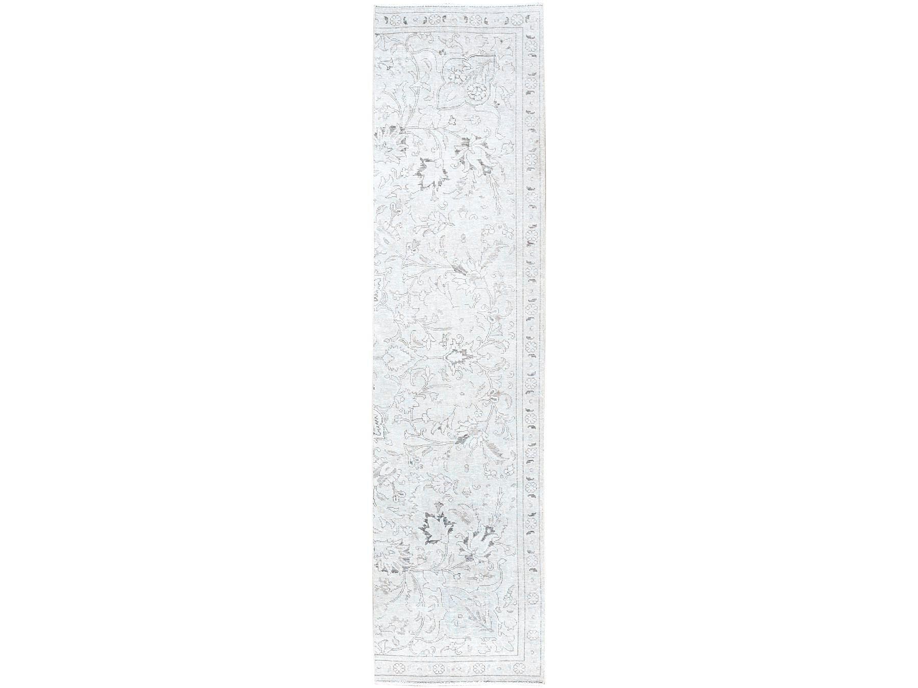 Ivory 2'6" x 9'11" Vintage Hand knotted Wool Rug - Sku: O0223