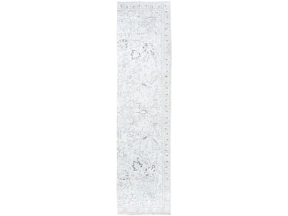 Ivory 2'6" x 9'11" Vintage Hand knotted Wool Rug - Sku: O0223