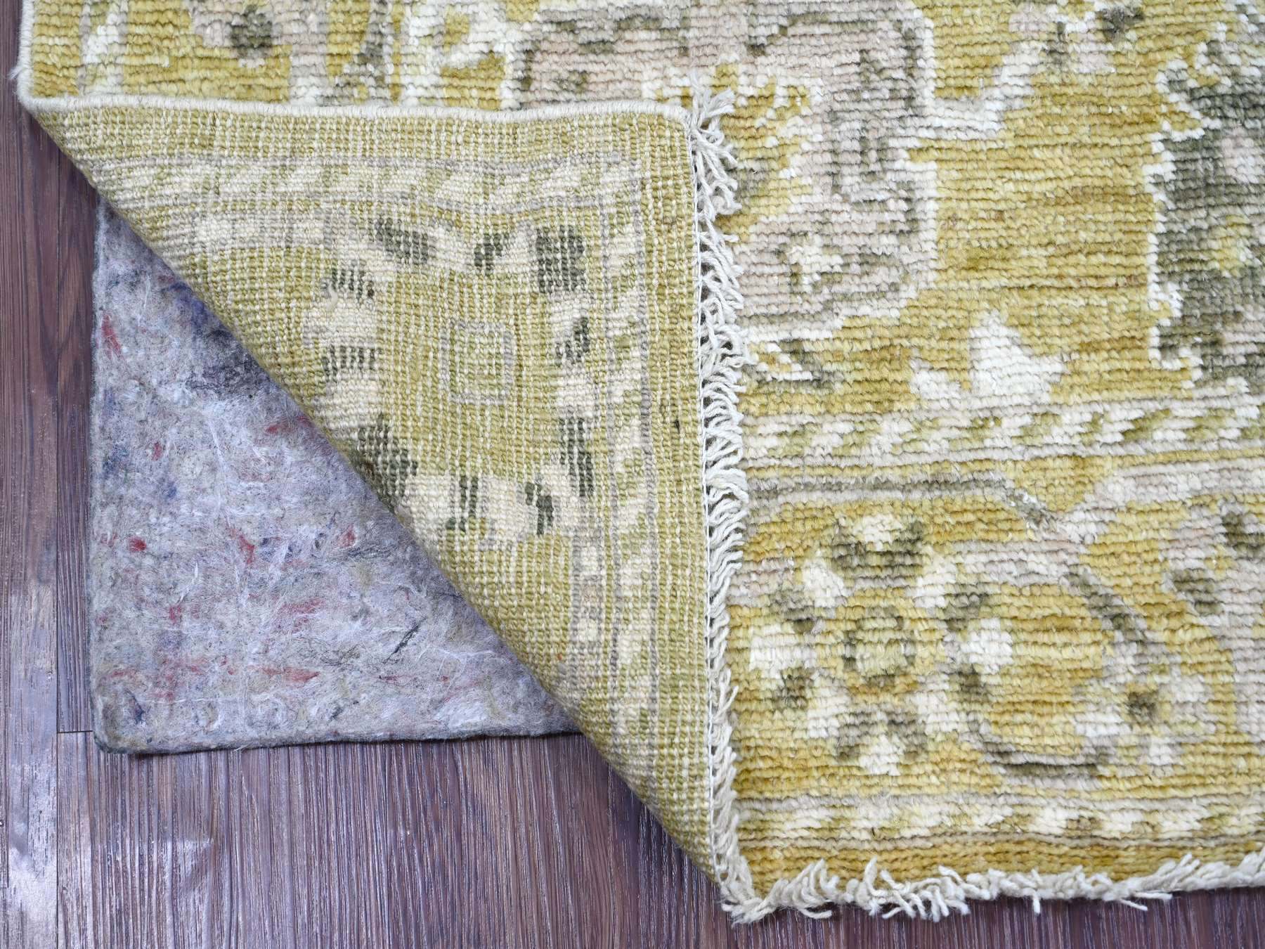 Green 4'1" x 6'1" Oushak And Peshawar Hand knotted Wool Rug - Sku: O022400