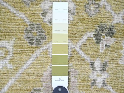 Green 4'1" x 6'1" Oushak And Peshawar Hand knotted Wool Rug - Sku: O022400