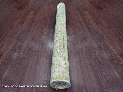 Green 4'1" x 6'1" Oushak And Peshawar Hand knotted Wool Rug - Sku: O022400