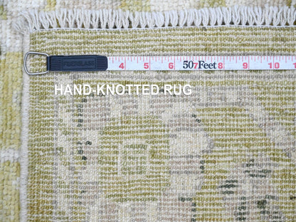 Green 4'1" x 6'1" Oushak And Peshawar Hand knotted Wool Rug - Sku: O022400