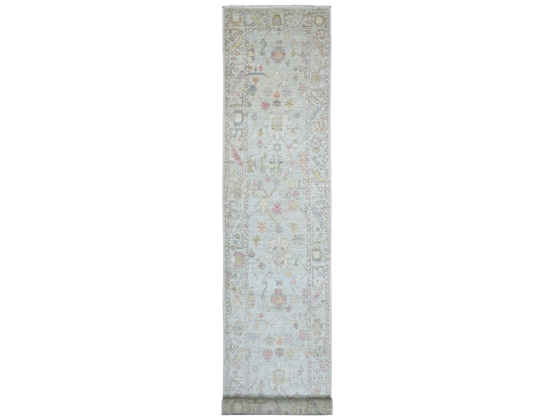 Oushak Oushak hand-knotted wool runner in Blue, 2'11" x 19'2" — SKU O022403