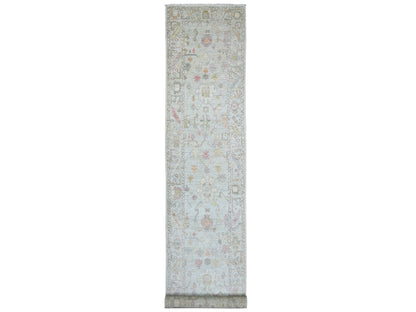 Oushak Oushak hand-knotted wool runner in Blue, 2'11" x 19'2" — SKU O022403