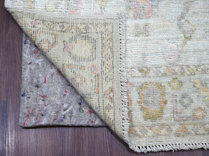 Blue 2'11" x 19'2" Oushak And Peshawar Hand knotted Wool Rug - Sku: O022403