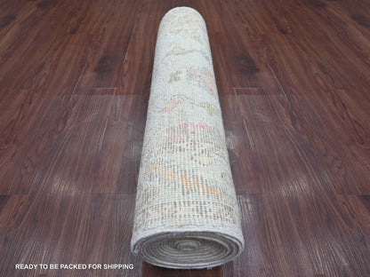 Blue 2'11" x 19'2" Oushak And Peshawar Hand knotted Wool Rug - Sku: O022403