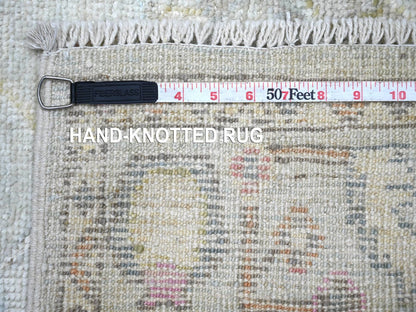 Blue 2'11" x 19'2" Oushak And Peshawar Hand knotted Wool Rug - Sku: O022403