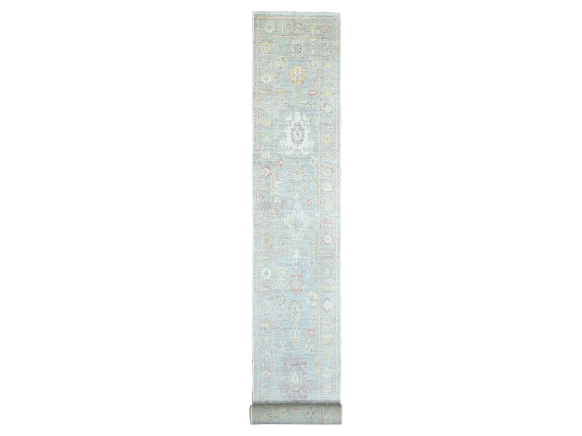 Oushak Oushak hand-knotted wool runner in Gray, 2'6" x 23'4" — SKU O022405