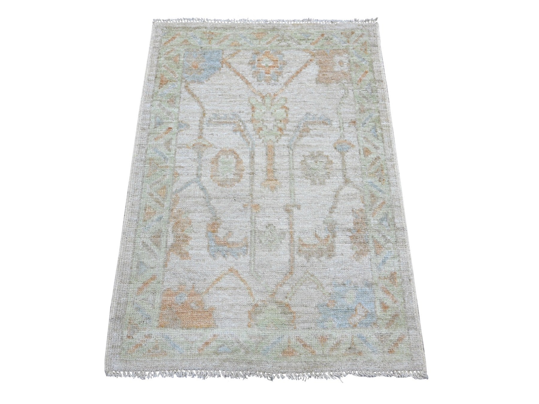 Oushak Oushak hand-knotted wool rug in Gray & Green, 2'1" x 2'11" — SKU O022408
