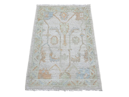Oushak Oushak hand-knotted wool rug in Gray & Green, 2'1" x 2'11" — SKU O022408