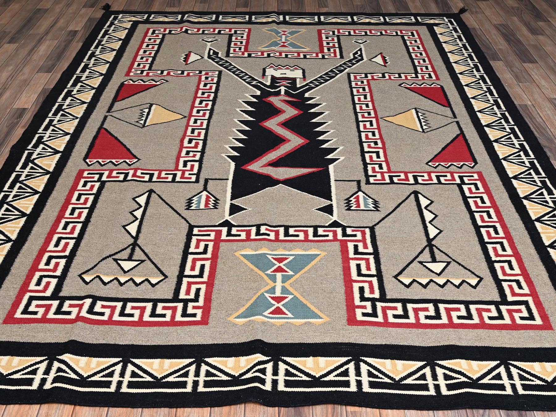 Brown 8'0" x 9'8" Flat Weave Hand woven Wool Rug - Sku: O02240