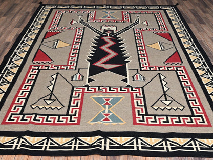 Brown 8'0" x 9'8" Flat Weave Hand woven Wool Rug - Sku: O02240