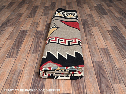 Brown 8'0" x 9'8" Flat Weave Hand woven Wool Rug - Sku: O02240