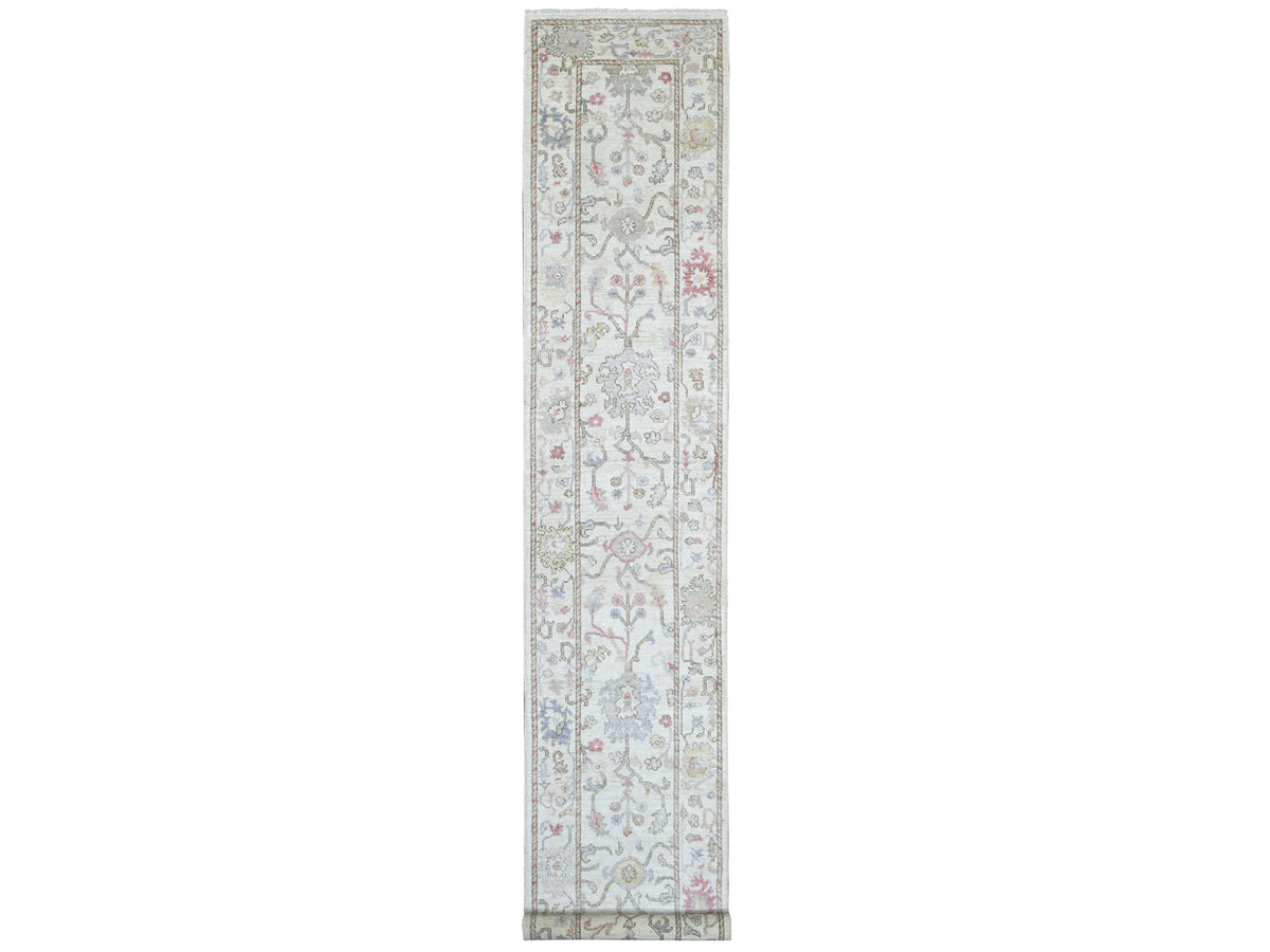 Oushak Oushak hand-knotted wool runner in Ivory, 2'8" x 15'7" — SKU O022410