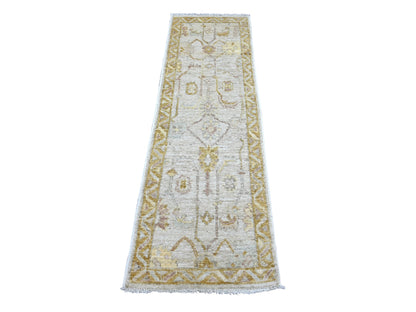 Oushak Oushak hand-knotted wool runner in Gray & Gold, 1'11" x 5'11" — SKU O022412
