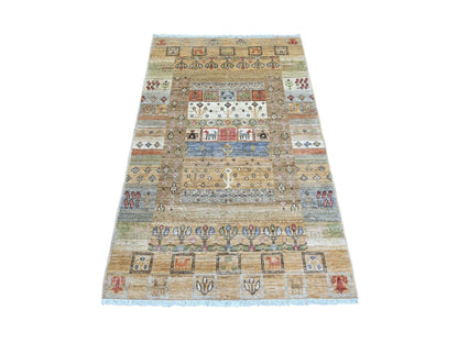 Brown 3'1" x 4'11" Tribal & Geometric Hand knotted Wool Rug - Sku: O022414