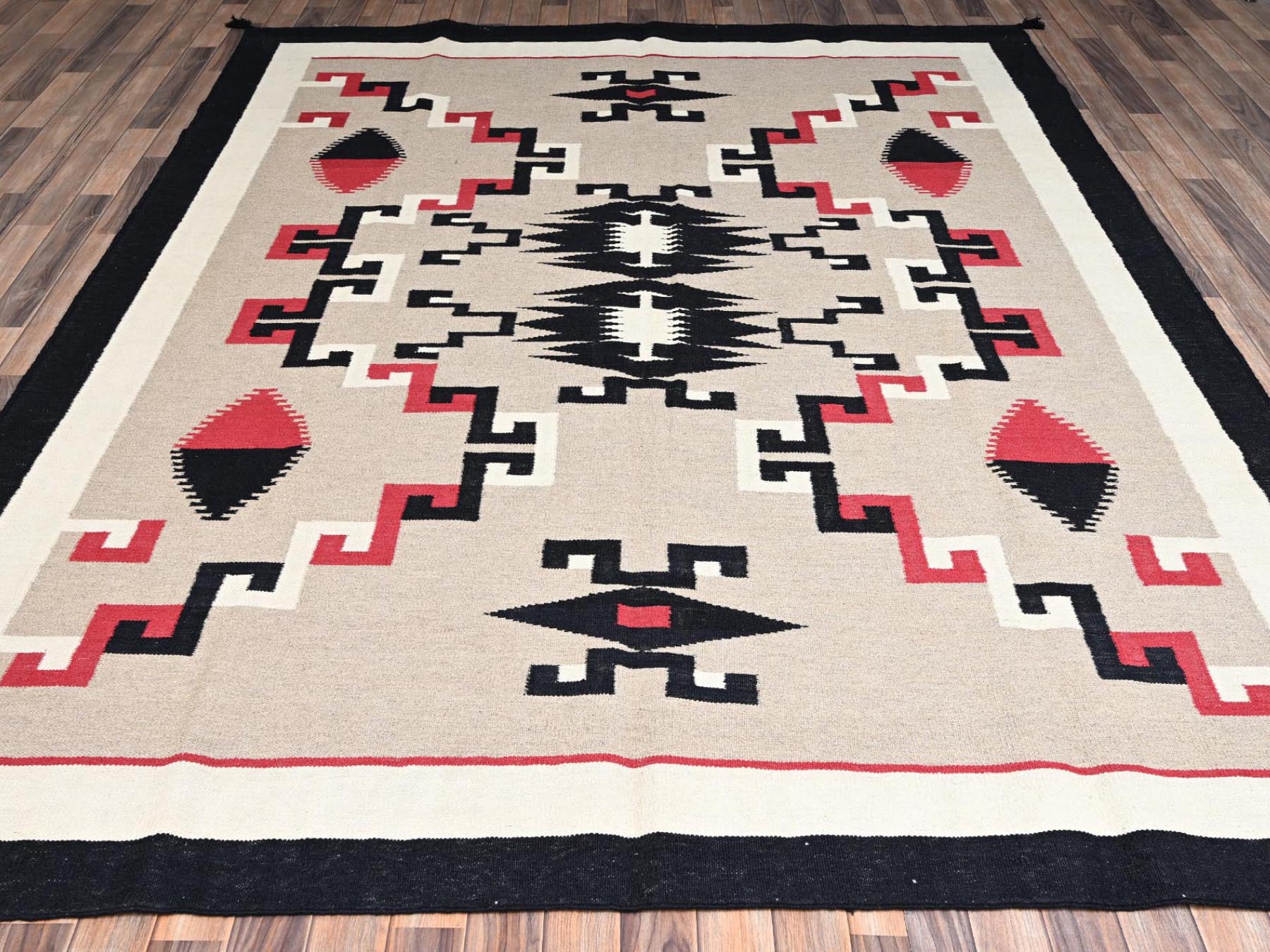 Brown 8'1" x 10'2" Flat Weave Hand woven Wool Rug - Sku: O02241