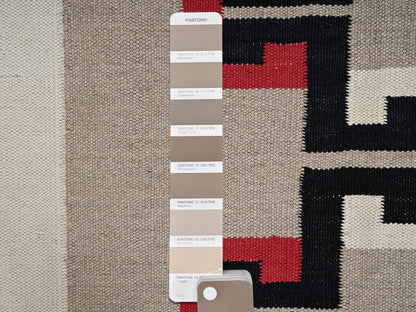 Brown 8'1" x 10'2" Flat Weave Hand woven Wool Rug - Sku: O02241