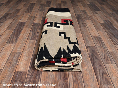 Brown 8'1" x 10'2" Flat Weave Hand woven Wool Rug - Sku: O02241