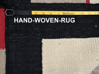 Brown 8'1" x 10'2" Flat Weave Hand woven Wool Rug - Sku: O02241