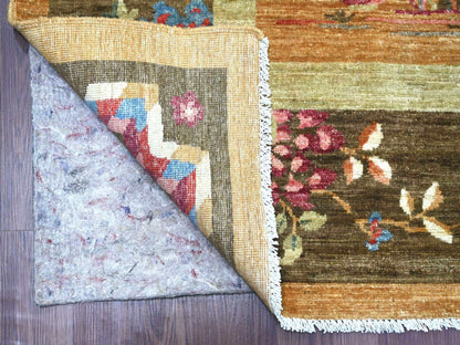 Brown 8'1" x 9'8" Oushak And Peshawar Hand knotted Wool Rug - Sku: O022423