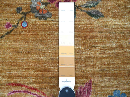 Brown 8'1" x 9'8" Oushak And Peshawar Hand knotted Wool Rug - Sku: O022423