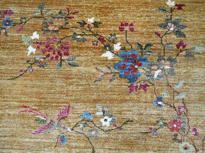 Brown 8'1" x 9'8" Oushak And Peshawar Hand knotted Wool Rug - Sku: O022423