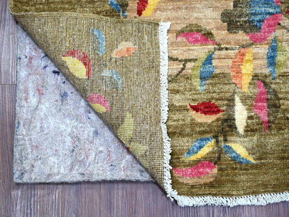 Peshawar Oushak hand-knotted wool rug in Brown & Chocolate Brown, 8' x 9'10" — SKU O022424 (view 4)