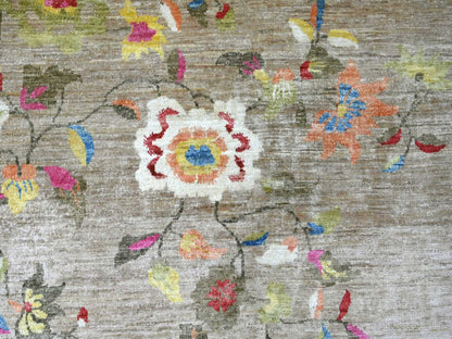 Brown 8'0" x 9'10" Oushak And Peshawar Hand knotted Wool Rug - Sku: O022424