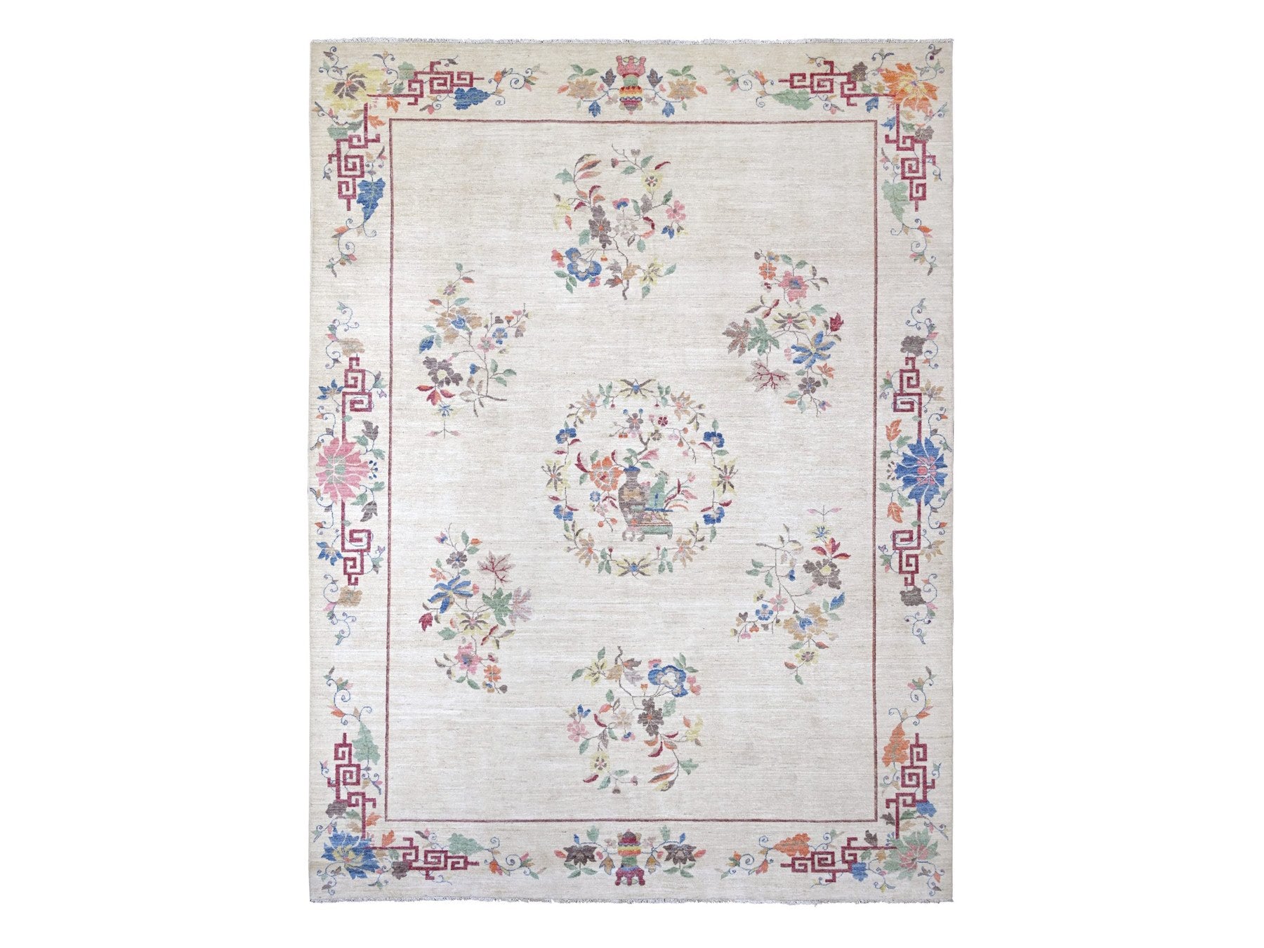 Peshawar Oushak hand-knotted wool rug in Ivory, 8'11" x 11'11" — SKU O022426