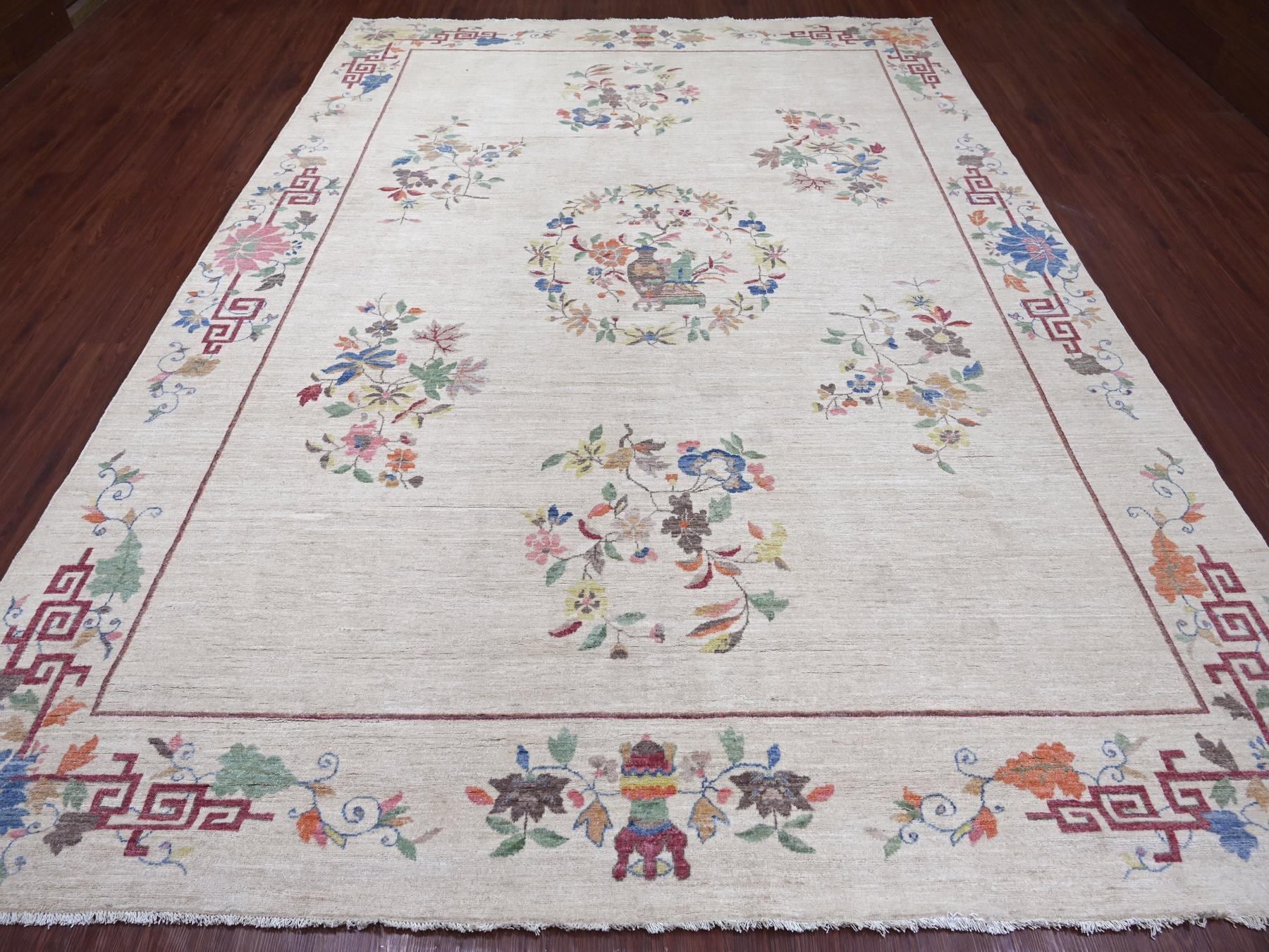 Peshawar Oushak hand-knotted wool rug in Ivory, 8'11" x 11'11" — SKU O022426 (view 2)
