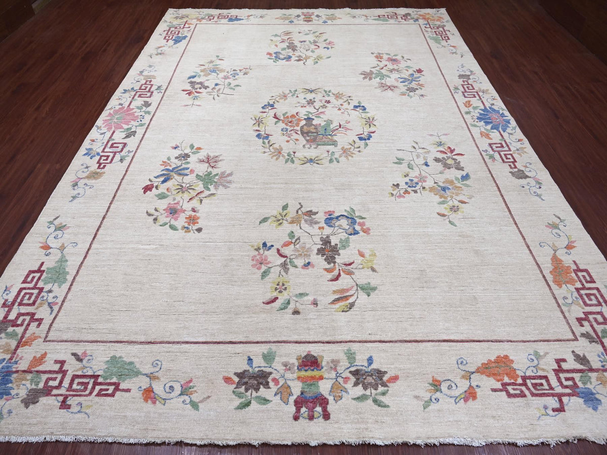 Peshawar Oushak hand-knotted wool rug in Ivory, 8'11" x 11'11" — SKU O022426 (view 2)