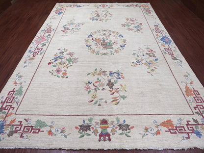 Peshawar Oushak hand-knotted wool rug in Ivory, 8'11" x 11'11" — SKU O022426 (view 2)