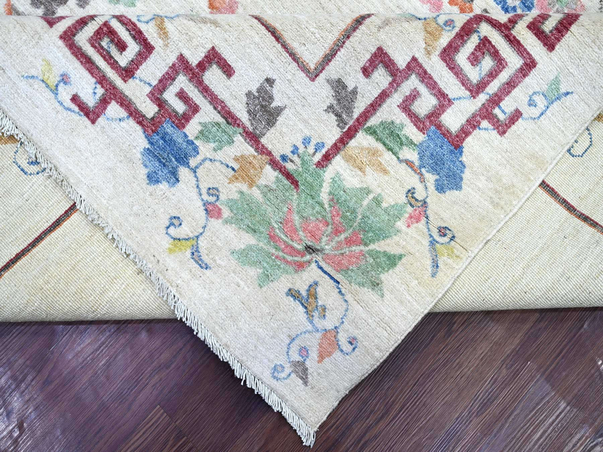 Peshawar Oushak hand-knotted wool rug in Ivory, 8'11" x 11'11" — SKU O022426 (view 6)