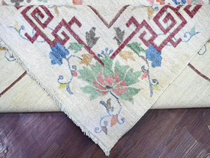 Peshawar Oushak hand-knotted wool rug in Ivory, 8'11" x 11'11" — SKU O022426 (view 6)