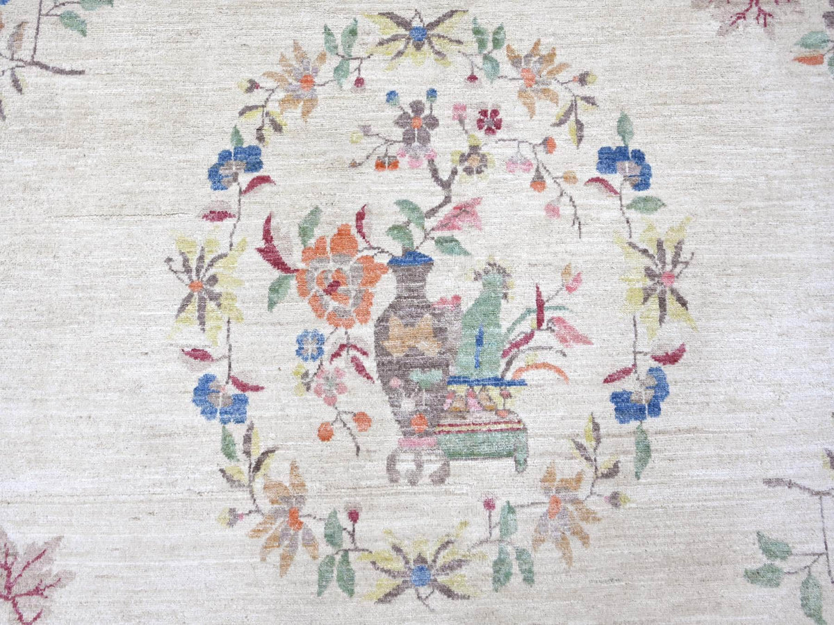 Peshawar Oushak hand-knotted wool rug in Ivory, 8'11" x 11'11" — SKU O022426 (view 8)