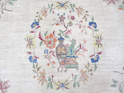 Peshawar Oushak hand-knotted wool rug in Ivory, 8'11" x 11'11" — SKU O022426 (view 8)