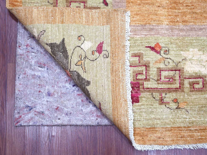 Brown 9'1" x 11'10" Oushak And Peshawar Hand knotted Wool Rug - Sku: O022427