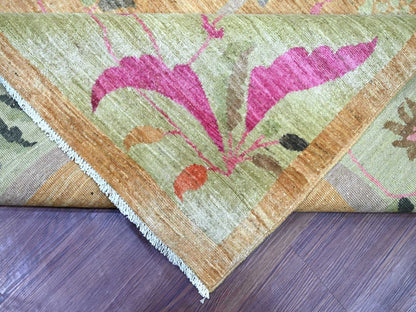 Brown 9'1" x 11'10" Oushak And Peshawar Hand knotted Wool Rug - Sku: O022427