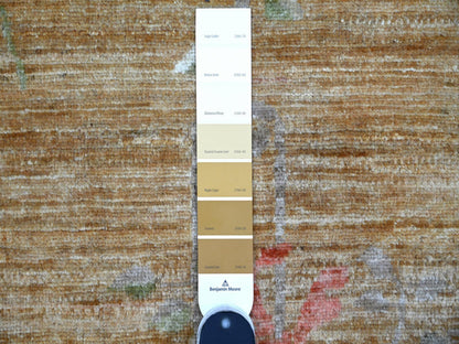 Brown 9'1" x 11'10" Oushak And Peshawar Hand knotted Wool Rug - Sku: O022427