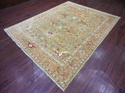 Green 7'11" x 10'0" Tribal & Geometric Hand knotted Wool Rug - Sku: O022429