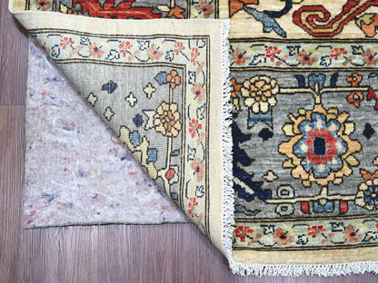 Peshawar Tribal & Geometric hand-knotted wool rug in Ivory & Gray, 9'2" x 11'9" — SKU O022430 (view 4)