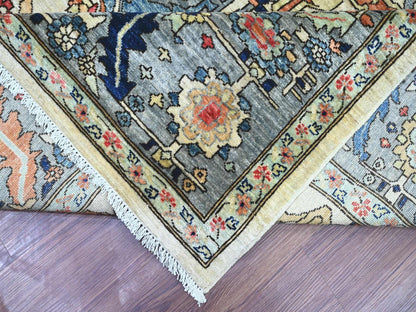 Peshawar Tribal & Geometric hand-knotted wool rug in Ivory & Gray, 9'2" x 11'9" — SKU O022430 (view 6)