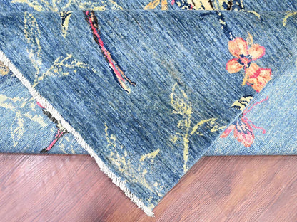 Blue 8'1" x 9'9" Modern and Contemporary Hand knotted Wool Rug - Sku: O022432