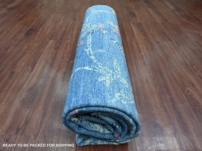 Blue 8'1" x 9'9" Modern and Contemporary Hand knotted Wool Rug - Sku: O022432