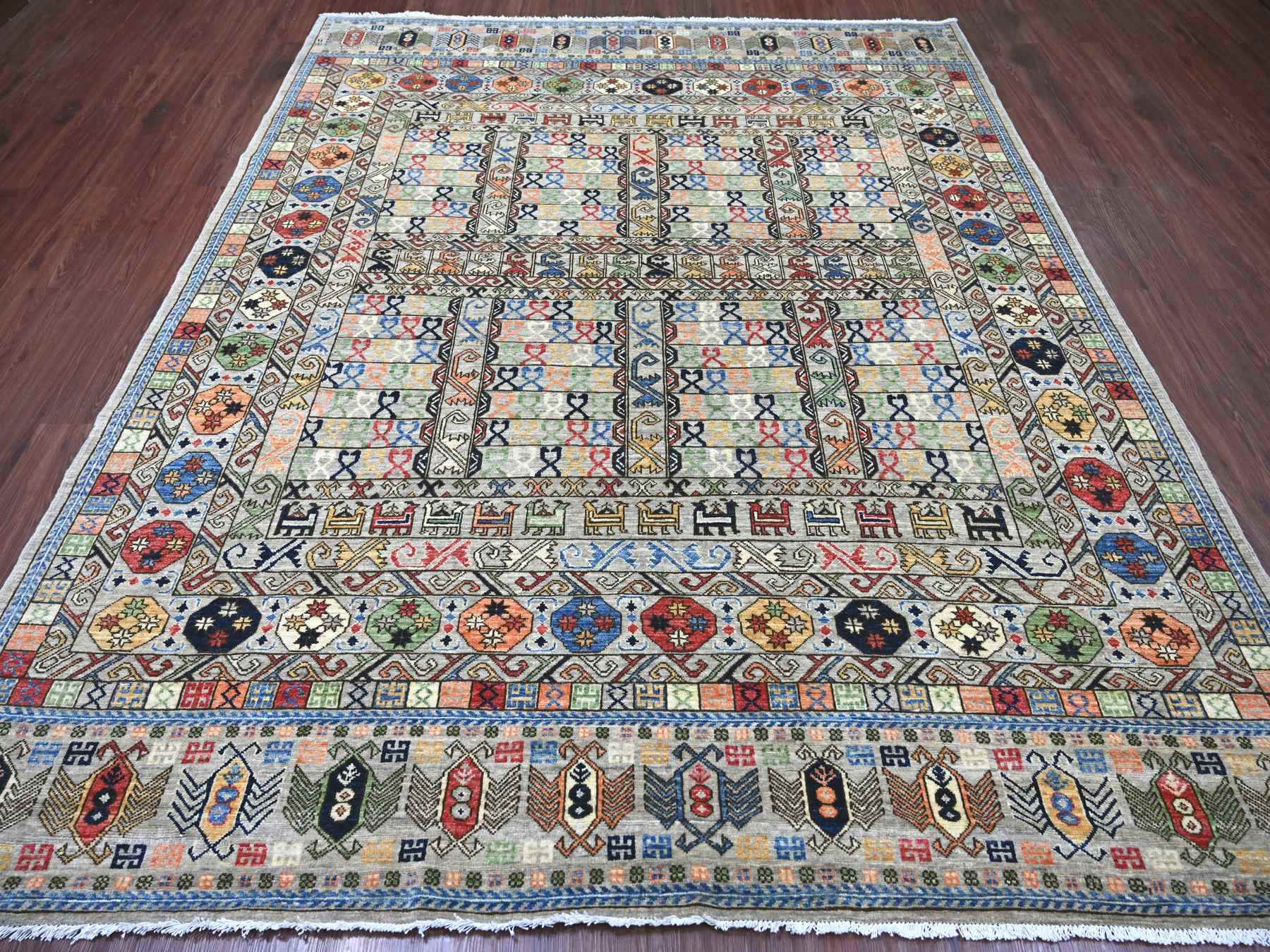 Ersari Tribal & Geometric hand-knotted wool rug in Gray, 8'1" x 9'9" — SKU O022434 (view 2)