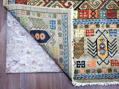 Grey 8'1" x 9'9" Tribal & Geometric Hand knotted Wool Rug - Sku: O022434