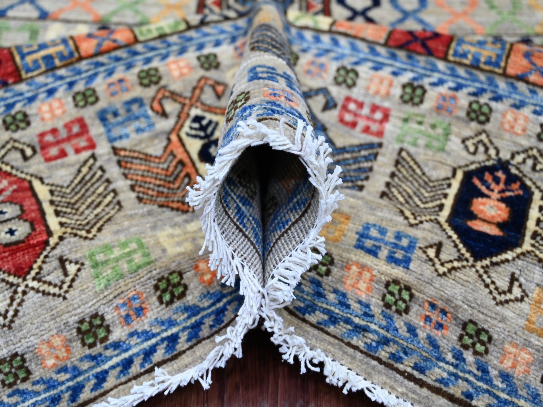 Ersari Tribal & Geometric hand-knotted wool rug in Gray, 8'1" x 9'9" — SKU O022434 (view 5)