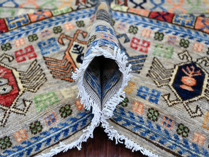 Ersari Tribal & Geometric hand-knotted wool rug in Gray, 8'1" x 9'9" — SKU O022434 (view 5)