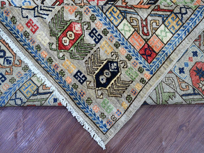 Grey 8'1" x 9'9" Tribal & Geometric Hand knotted Wool Rug - Sku: O022434